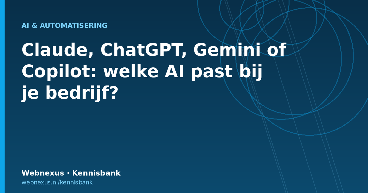 Titelbeeld: Claude, ChatGPT, Gemini of Copilot, welke AI past bij je bedrijf