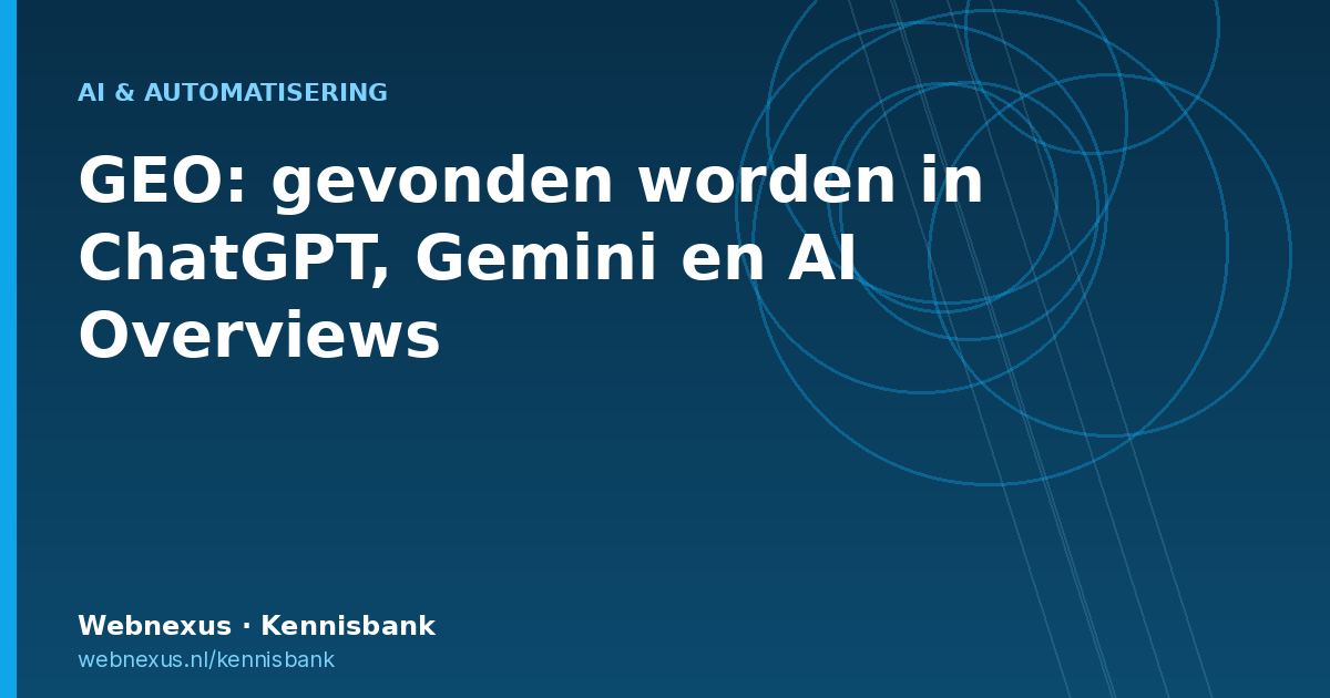 Titelbeeld Webnexus Kennisbank: gevonden worden in ChatGPT, Gemini en AI Overviews