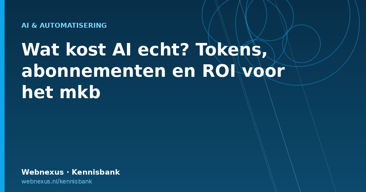 Featured image met de titel Wat kost AI echt? Tokens, abonnementen en ROI voor het mkb